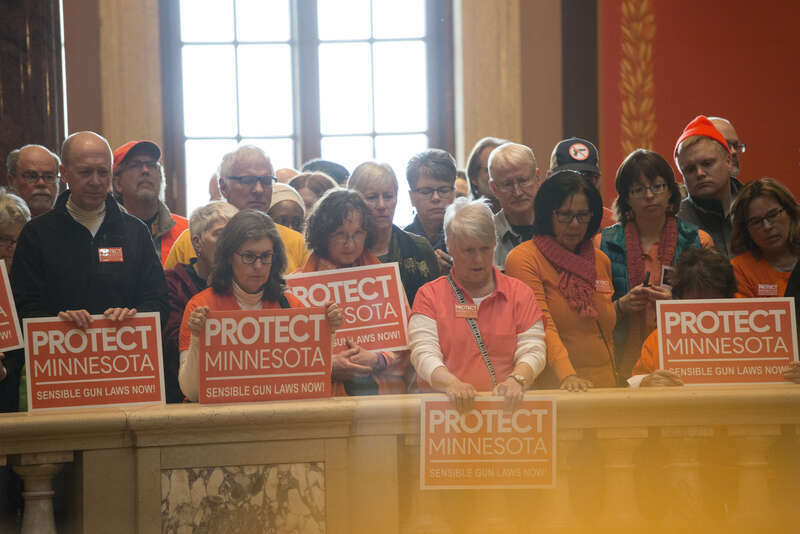 St. Paul, Minnesota
February 22, 2018
About 1000 people filled the Minnesota capitol rotunda to demand stricter gun control laws. They protested against &quot;stand your ground&quot; and &quot;permit-less carry&quot; laws and demanded stricter laws on guns such as a ban