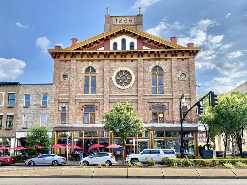Built in 1866, this Romanesque Revival and Italianate-style building was constructed as the Dixon Opera House, later being renamed the Globe Opera House, and later became known as the Robinson-Schwenn Building.  The building was renovated under the