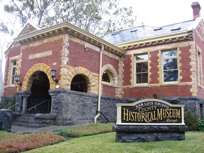 The San Luis Obispo County Historical Museum — on Mission Plaza in downtown San Luis Obispo, Central California.
The former local Carnegie library was built in 1903, in the Richardsonian Romanesque style.