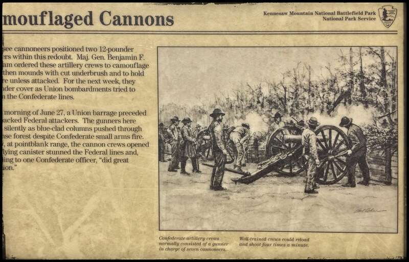 Depicts  strategy of use of Confederate camouflaged cannons at Kennesaw Mountain Battle.