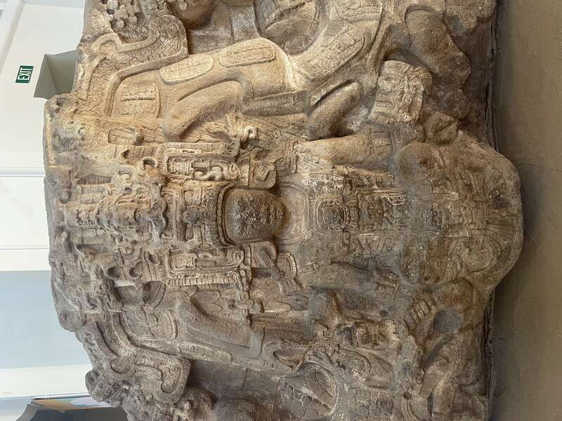 Sky Xul, lord of Quiriguá as depicted on a cast of Monument 16, Zoomorph P located at the San Diego Museum of Us.