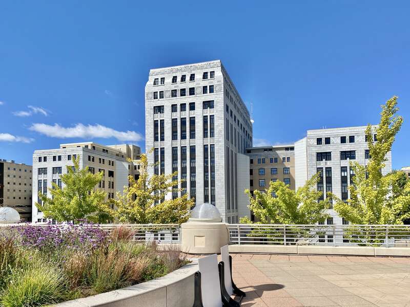Built in 1930 and expanded in 1938 and 1959, this Art Deco-style 11-story office building was designed by Arthur Peabody to house various government offices for the State of Wisconsin.  The building’s north wing was constructed first, with the