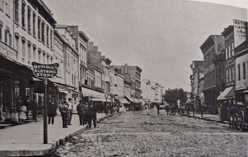 A photo of State Street in Schenectady, New York. Originally published in 1865. Republished by John Papp in &quot;Schenectady's Changing Scene&quot; in 1969.