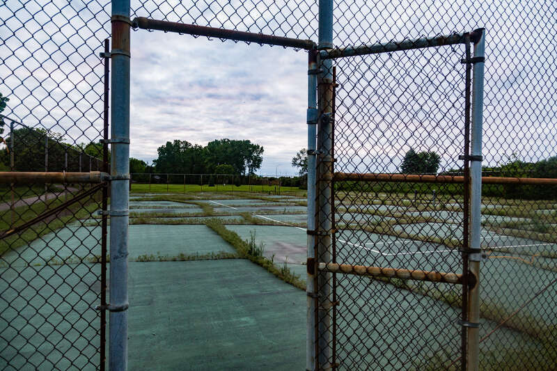 An abandoned, run-down tennis court at Centennial Park near I-94 and the Shingle Creek Regional Trail, Brooklyn Center, Minnesota.
______________
(c) 2018 Tony Webster 
tony@tonywebster.com 

+1 202-930-9200