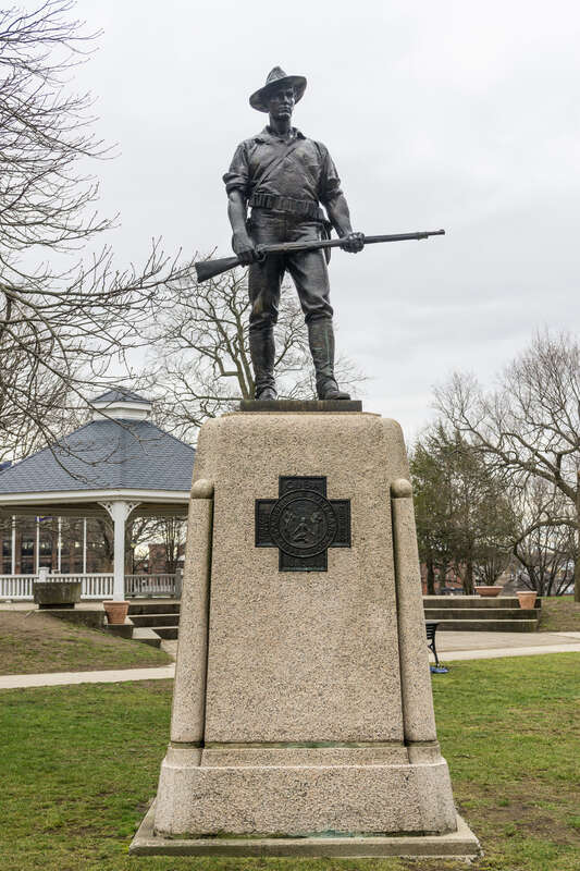The Hiker statue, Waltham Common, Waltham, Massachusetts.