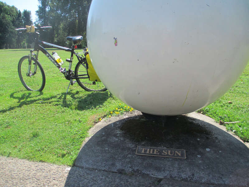 Down the path a ways, Venus and then the Earth and moon.  Out the path farther, Jupiter and Saturn, then Uranus and Neptune almost in the next town.  The nearest star?  Well, probably past New York.