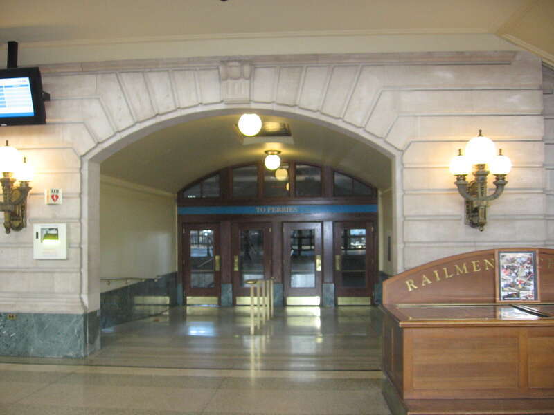 The recently refurbished &quot;To Ferries&quot; entry way at Hoboken Terminal.