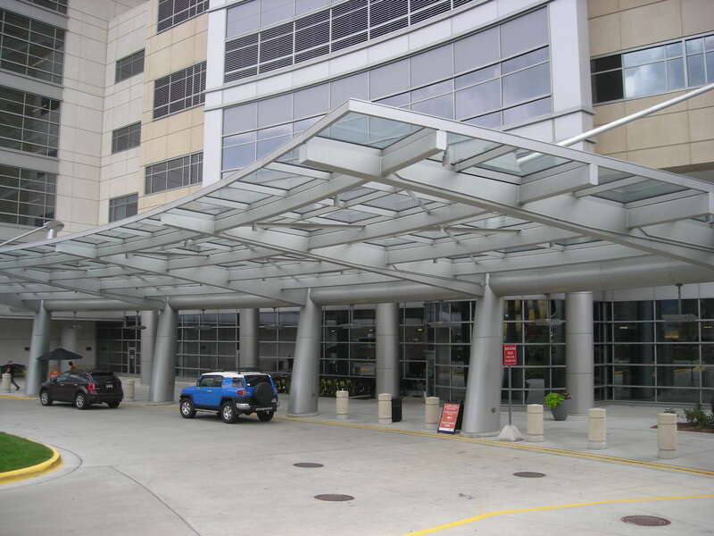 The C.S. Mott Children's Hospital and Von Voigtlander Women's Hospital on the medical campus of the University of Michigan in Ann Arbor, Michigan (United States).