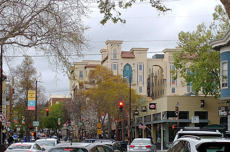 View looking north from Telegraph Ave and Dwight Way