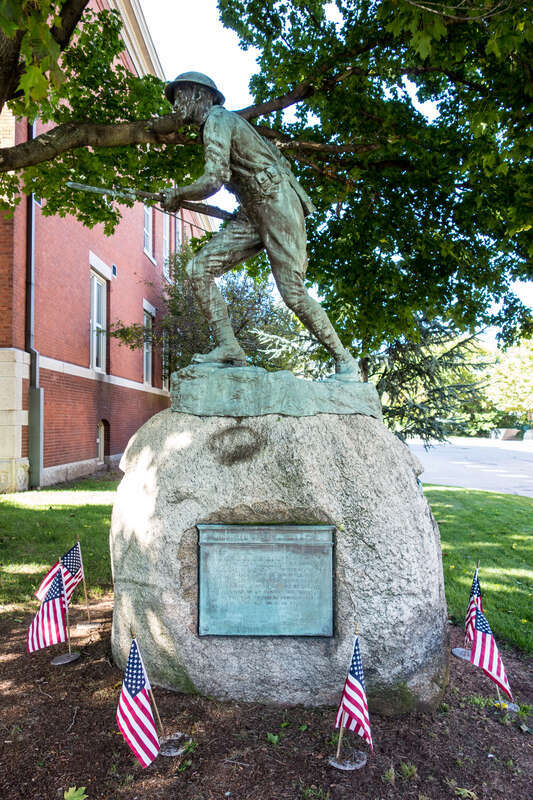 WWI memorial in front of Warwick City Hall, Warwick, RI.  Dedicated July 4, 1919
In grateful remembrance of the young men of this town who entered the military and naval service of the United States of America in the World War and offered their lives