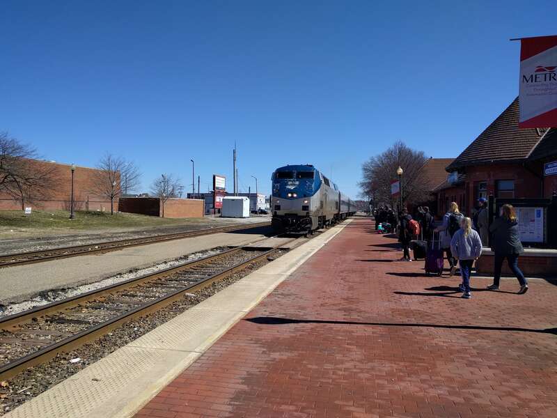 The westbound Wolverine at Kalamazoo in March 2019