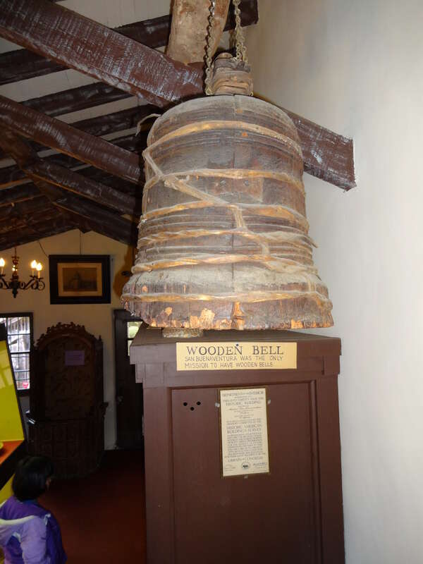 Wooden bell in the Mission San Buenaventura museum