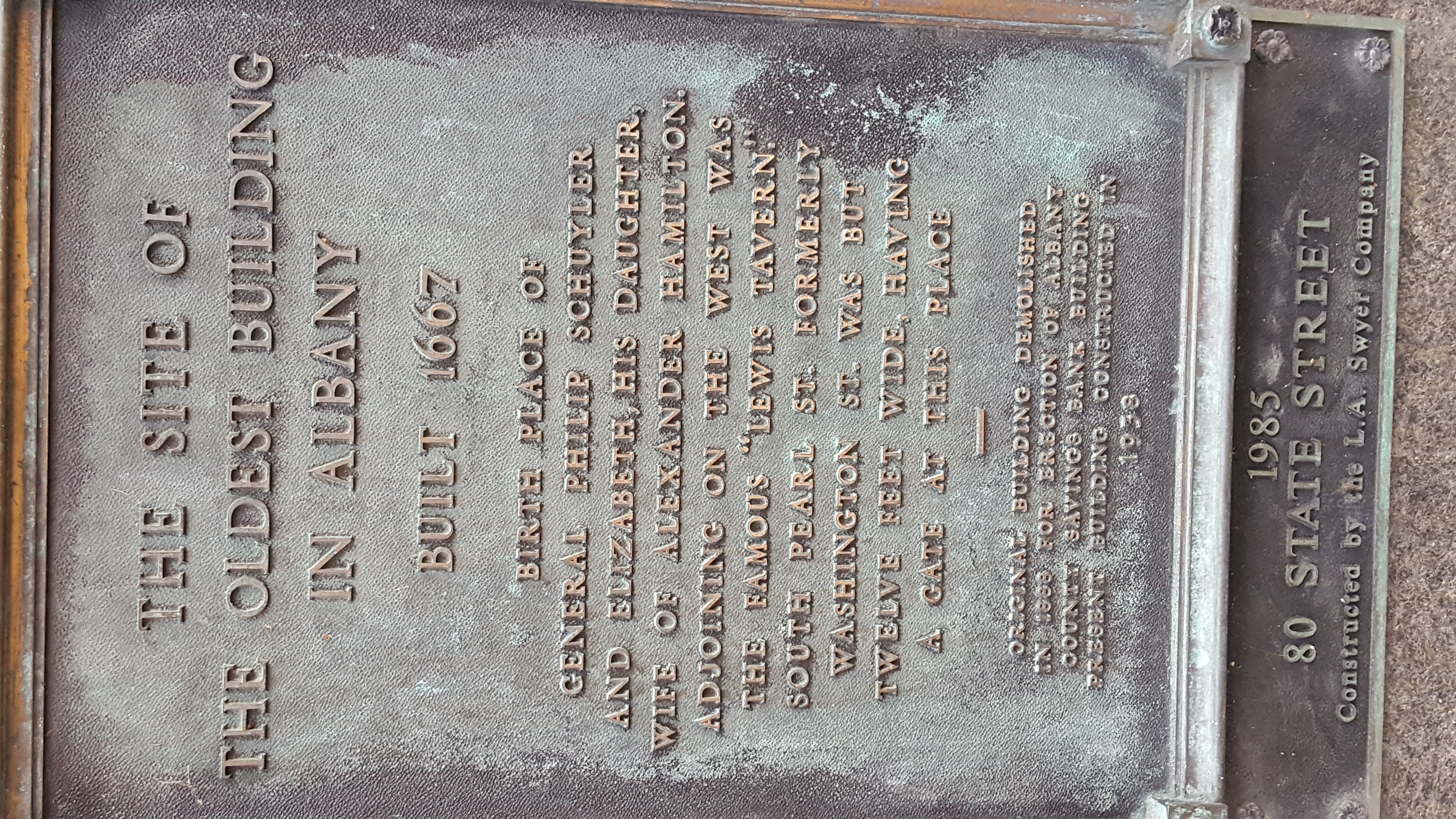Birthplace of General Philip Schuyler and his daughter, Elizabeth, wife of Alexander Hamilton. 80 State Street, Albany, New York.