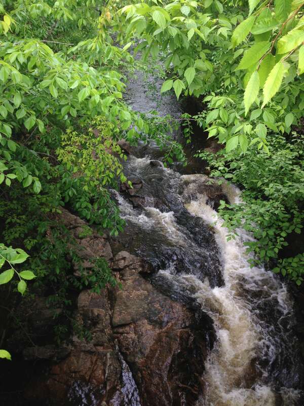 View up the Assunpink Creek from South Broad Street (U.S. Route 206) in Trenton, New Jersey