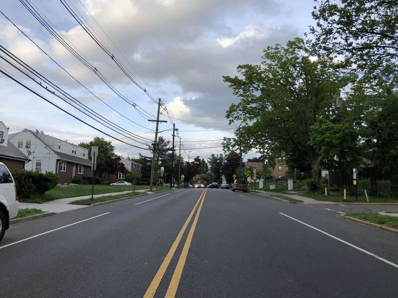 View east along Middlesex County Route 514 (Hamilton Avenue) at Bridge Street in New Brunswick, Middlesex County, New Jersey