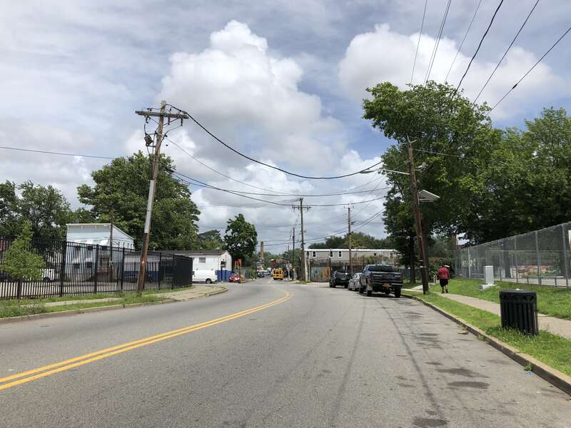 View north along Passaic County Route 509 (Presidential Boulevard) just north of Temple Street in Paterson, Passaic County, New Jersey