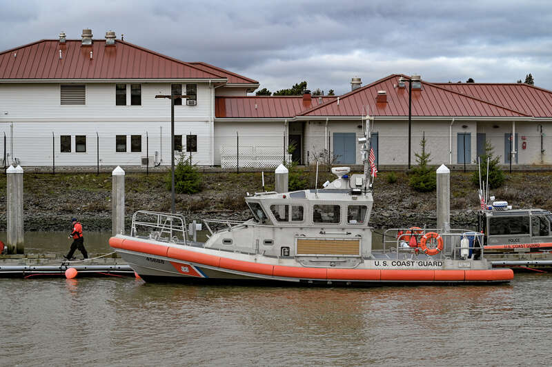 US Coast Guard USCG 45688 RB-M 45 (Response Boat - Medium), 45 feet (13.7 m) in length, at Coast Guard Station Bellingham, Washington USA on January 21, 2020.
