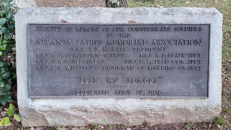 Marker near the Confederate Obelisk in Atlanta's Oakland Cemetery
