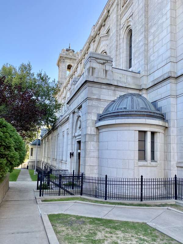 Built between 1907 and 1914, this Beaux Arts-style Cathedral Basilica was designed by Emmanuel L. Masqueray for the Roman Catholic Archdiocese of Saint Paul and Minneapolis.  The church replaced the previous Church of the Immaculate Conception, a