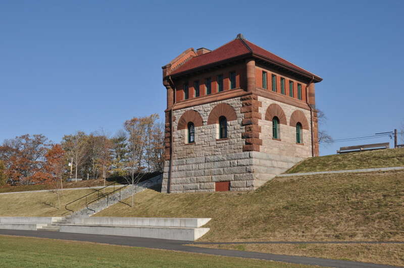 Fisher Hill Reservoir and Gatehouse, Brookline, Massachusetts.