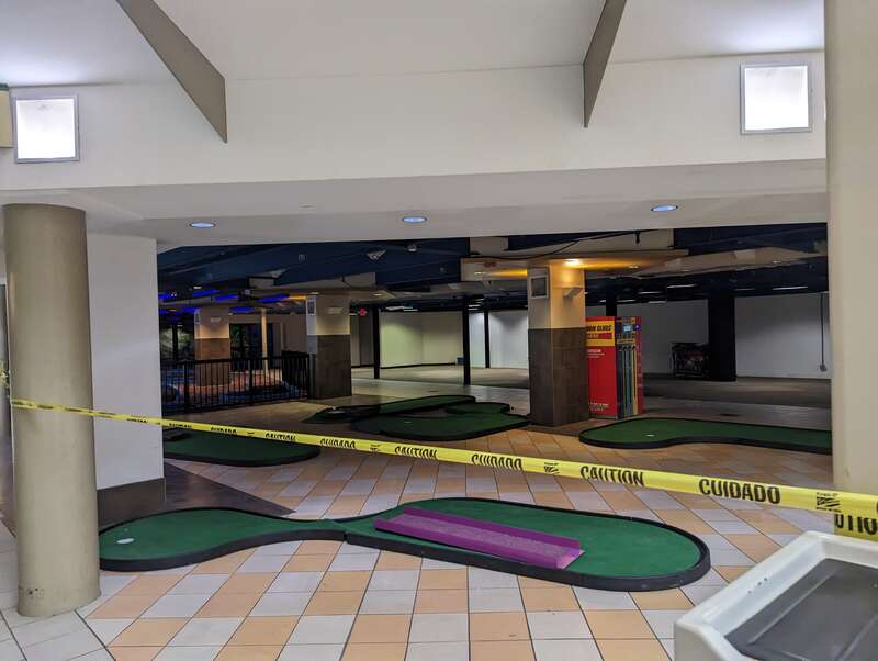 Closed off mini-golf course at Burnsville Center food court