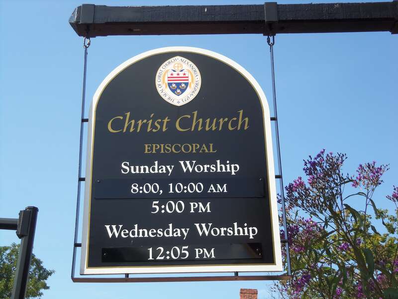 The sign for Christ Church in Alexandria, Virginia.