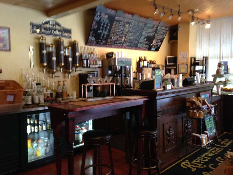 A Nashua, New Hampshire's coffee house's counter and menu display