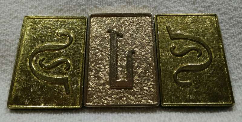 Cubit Prop. Set of 3. Battlestar Galactica (1978 TV series). Showing stylized Initial &quot;G&quot; (left and right), stylized Initial &quot;L&quot; (middle).