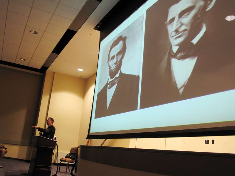 The University of Scranton's own Dr. Leonard Gougeon giving his talk, &quot;In the Heat of War: Lincoln, Emerson, and the Fortune of the Republic&quot;