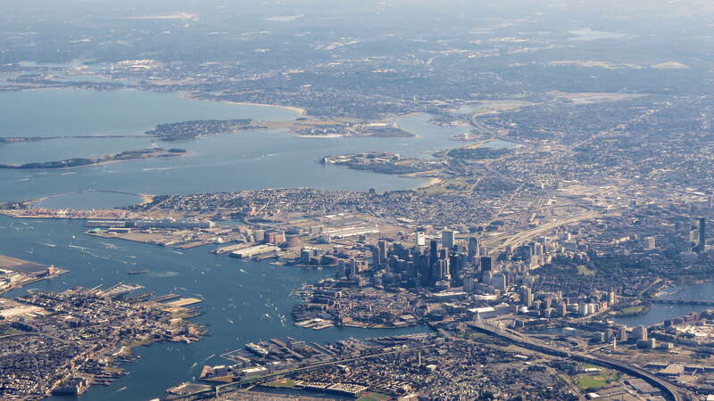 Flight from Toronto to Boston. Over Boston.