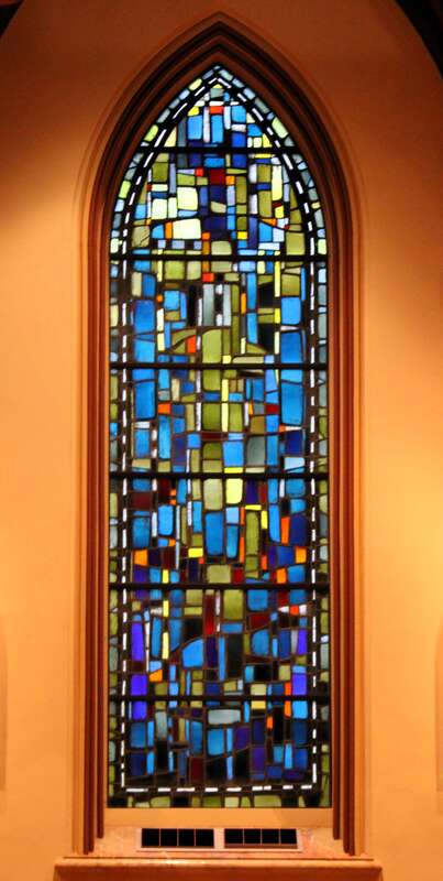One of the stained glass windows in Holy Name Cathedral (Chicago, Illinois