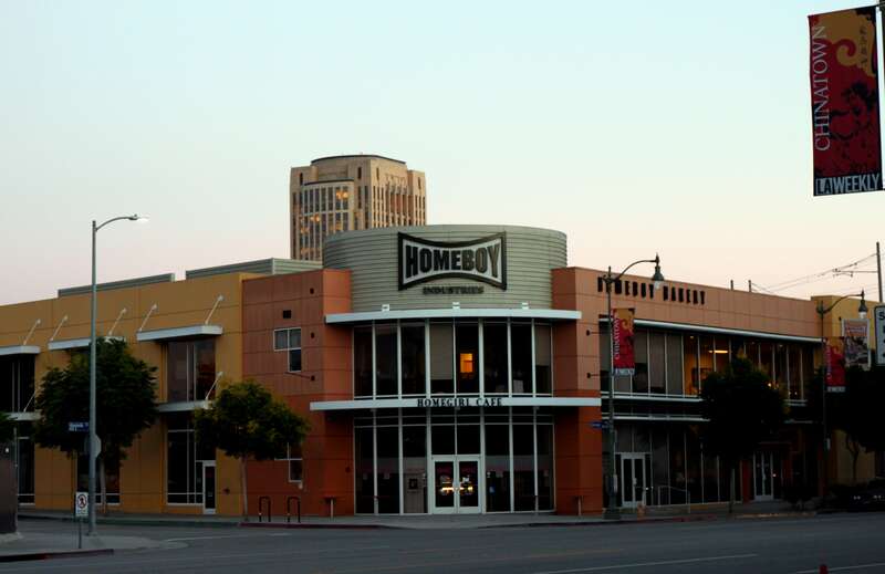 Homeboy Industries serves high-risk, formerly gang-involved men and women with a continuum of free services and programs, and operates several social enterprises that serve as job-training sites.
Thank you Father Greg ! 
Metro Gold Line : China Town