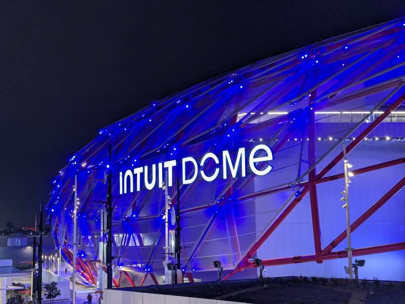 Façade of the Intuit dome as of August 2024