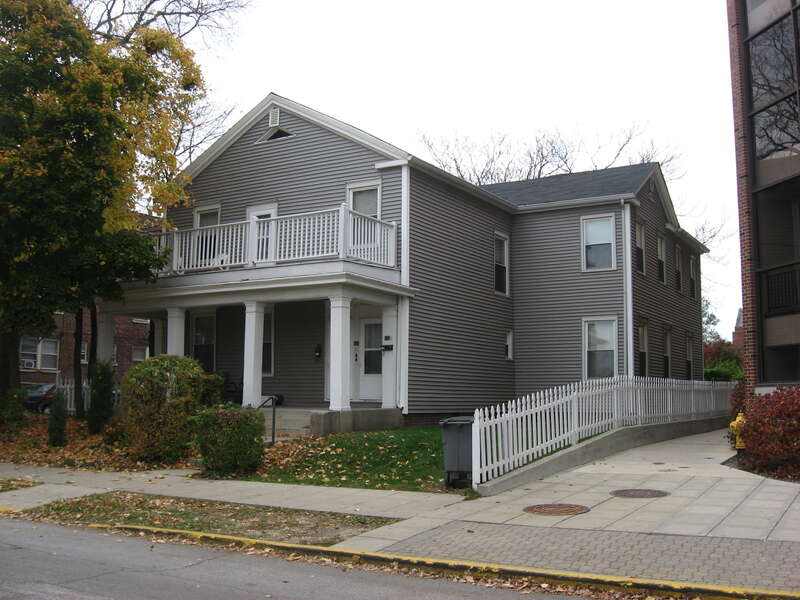 Front of the Jesse Andrew House, located at 123 Andrew Place in West Lafayette, Indiana, United States.  Built in 1859, it is listed on the National Register of Historic Places.