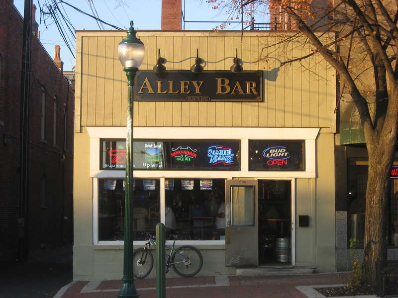 Front of the Evans Barber Shop, located at 210 W. Kirkwood Avenue in downtown Bloomington, Indiana, United States.  Built in 1925 and now a restaurant, it is part of the Courthouse Square Historic District, a historic district that is listed on the