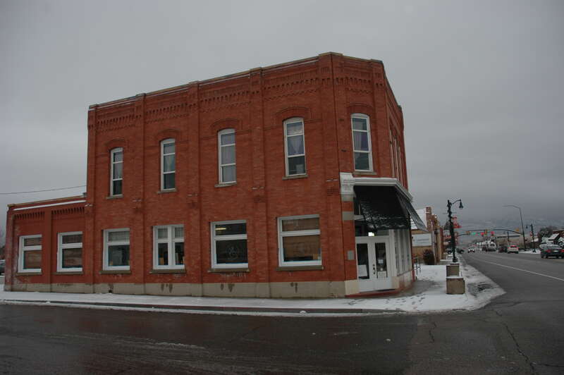 The Harry B. Merrihew Drugstore, a historic building in Lehi, Utah, United States.