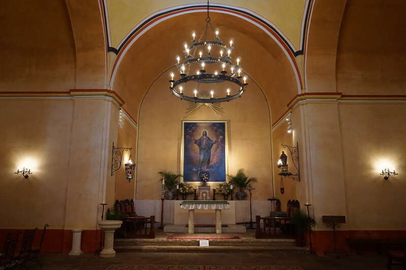 The interior of Mission Concepción in San Antonio, Texas (United States).