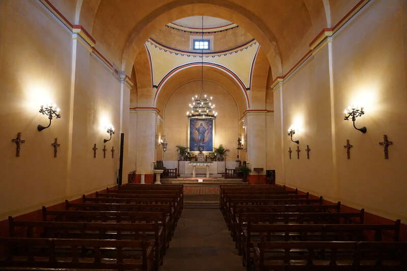 The interior of Mission Concepción in San Antonio, Texas (United States).