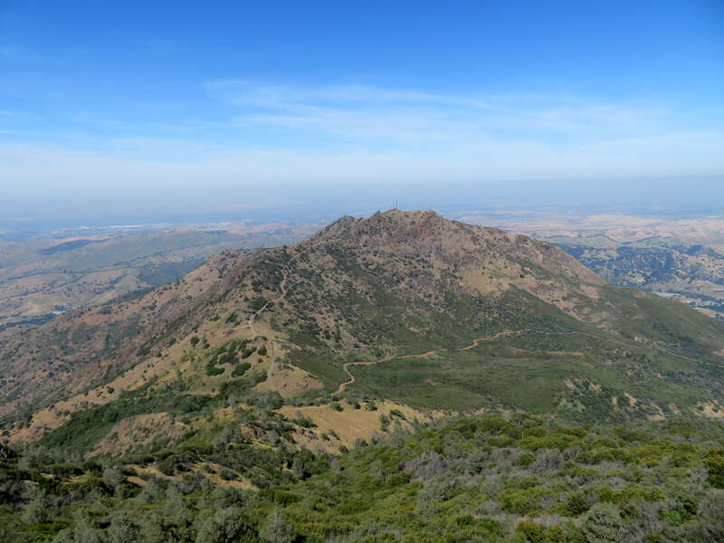 The north peak of Mount Diablo viewed from the main summit in May 2019