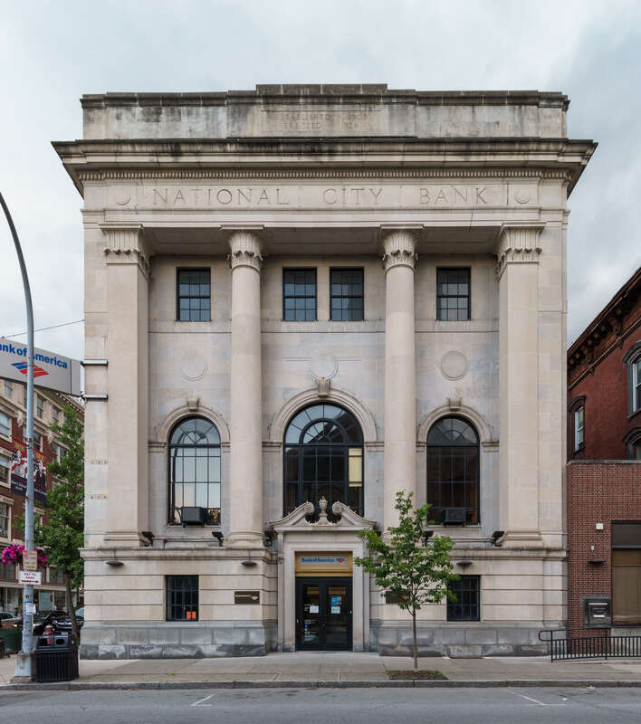National City Savings Bank, Now Bank Of America, Third Street, Troy New York. 1926. Part of the Central Troy Historic District, ID 16000367