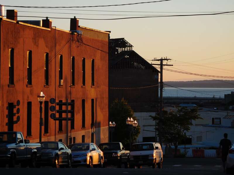 Granary building remodel in background.