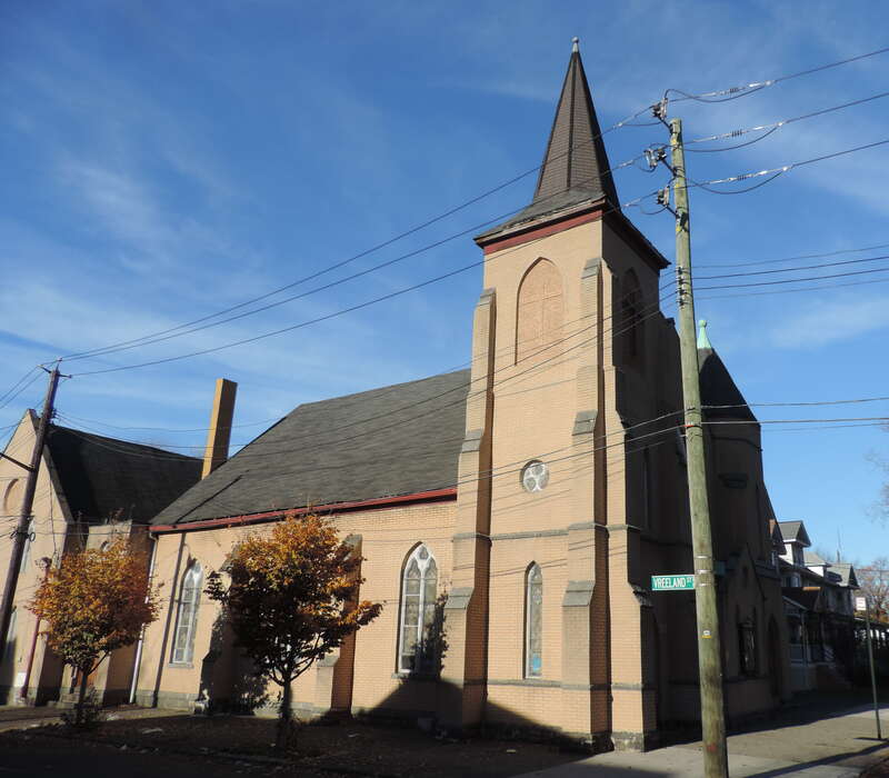Looking north from Park Avenue across Vreeland Street at Park Baptist Chuch on a sunny early afternoon