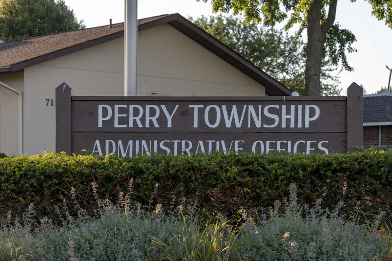 Sign for the Perry Township administrative offices.
