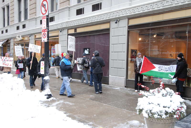 Pro-Palestine Protest at the Israeli consulate in Boston, January 11, 2009.