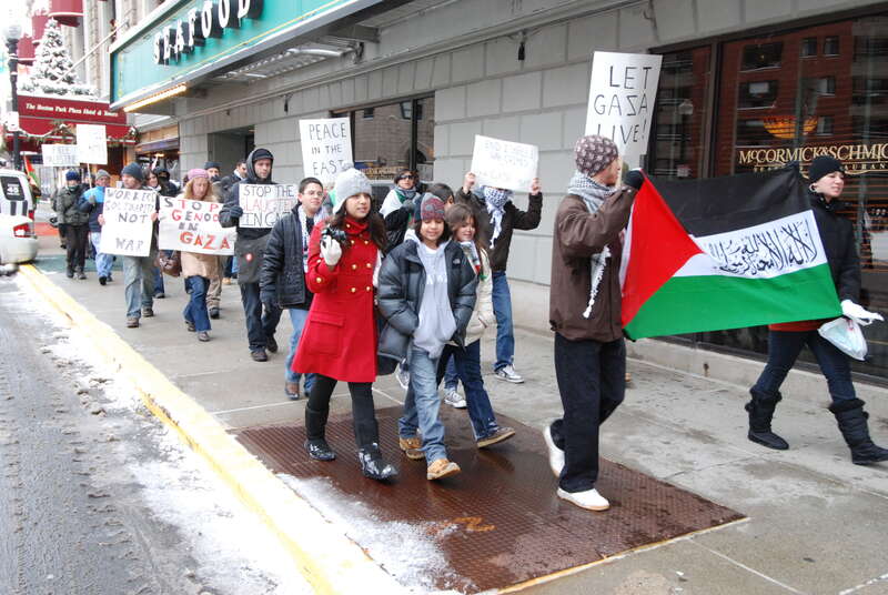 Pro-Palestine Protest at the Israeli consulate in Boston, January 11, 2009.