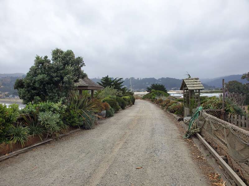 A private road on the former Ocean Shore Railroad embankment in Pacifica, seen in September 2023