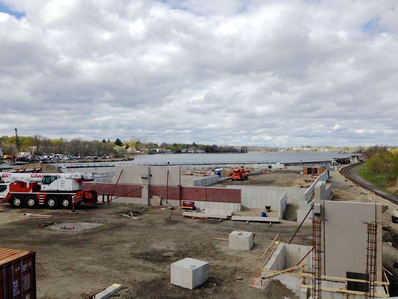 Foundation work underway for the Salem Station garage on the MBTA's Newburyport-Rockport line.