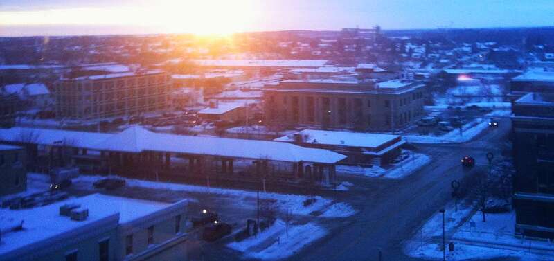 Sheboygan Transit's Transfer Point Building, as seen from the U.S. Bank Building