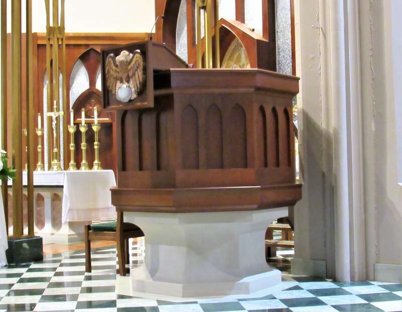 The ambo in St. Augustine Cathedral in Bridgeport, Connecticut.