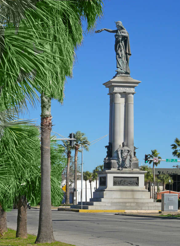 .Henry Rosenberg contributed this statue to the citizens of Galveston. It was a memorial to the Heroes of the Texas Revolution. A dedication ceremony on San Jacinto Day, April 21st, 1900 and featured a parade and ceremonies attended by Governer